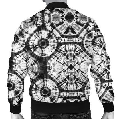 Tie Dye Black White Design Print Men Bomber Jacket