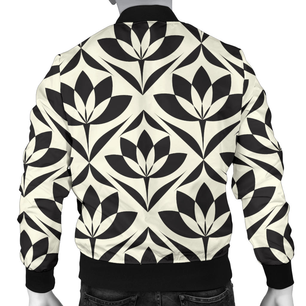 Lotus Pattern Print Men Bomber Jacket