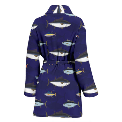 Tuna Fish Print Design LKS304 Women Bathrobe
