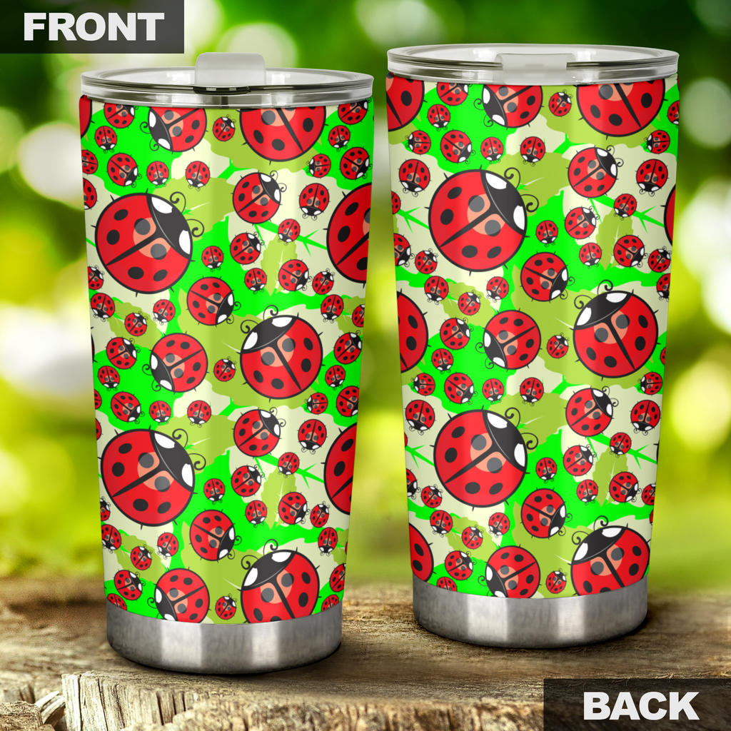 Ladybug with Leaf Print Pattern Tumbler