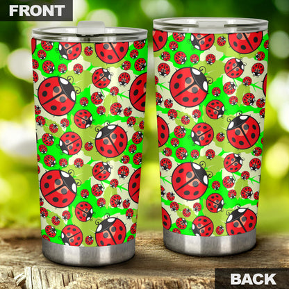Ladybug with Leaf Print Pattern Tumbler