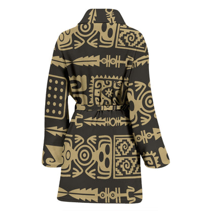 Mayan Pattern Print Design 03 Women Bathrobe