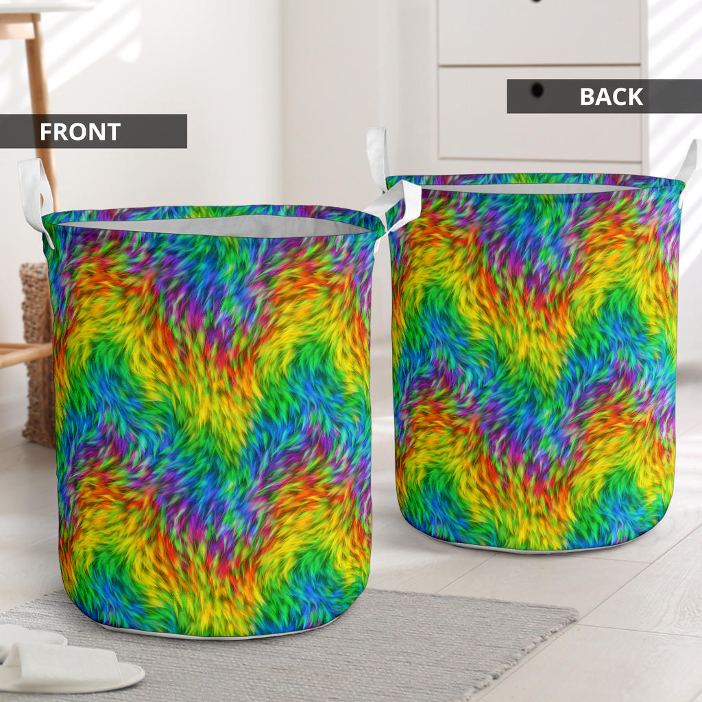 Rainbow Fur Design Print Laundry Basket