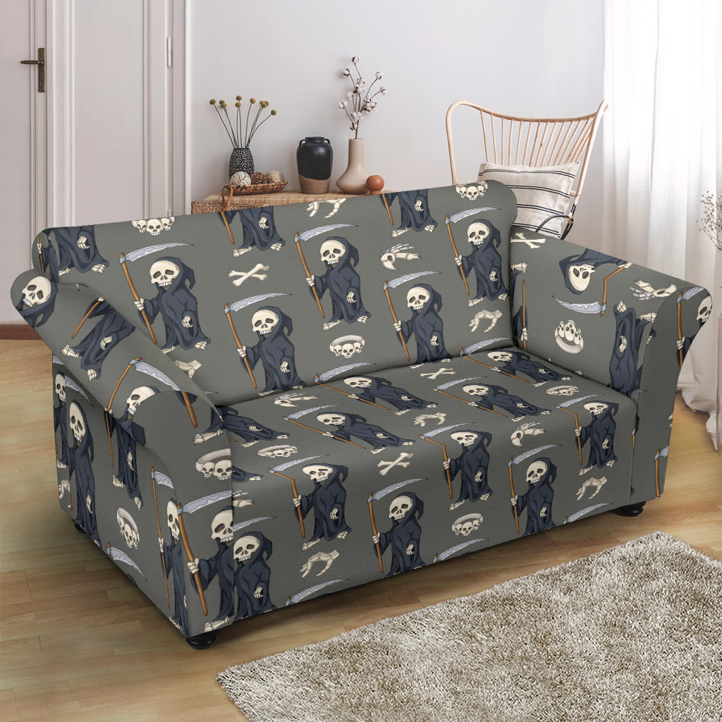 Skeleton Print Design LKS308 Loveseat Couch Slipcover