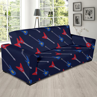 Electric Guitar Pattern Print Design 01 Sofa Slipcover