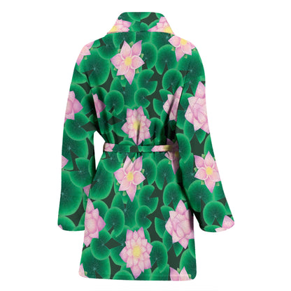 Water Lily Print Design LKS303 Women Bathrobe