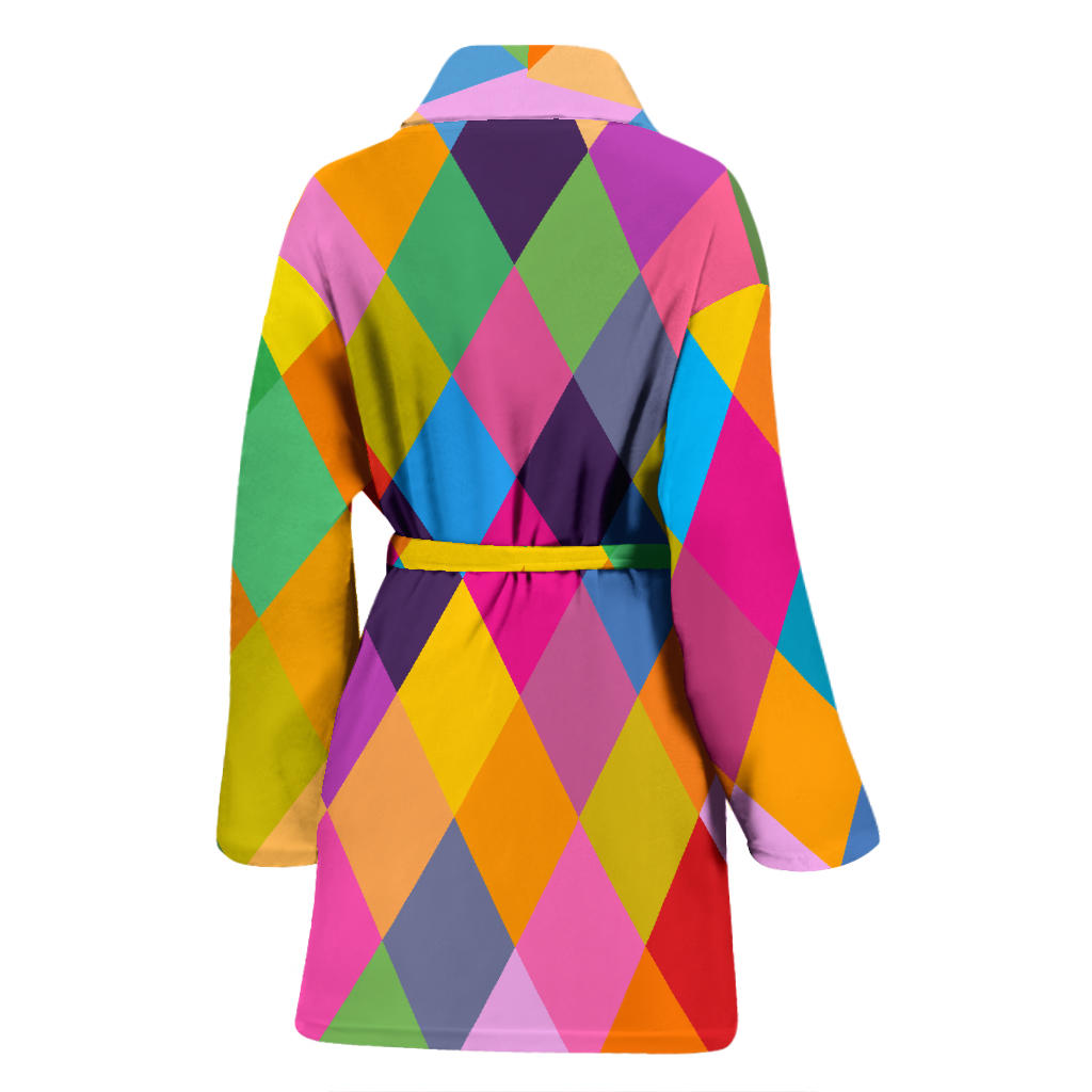 Harlequin Pattern Print Design 02 Women Bathrobe