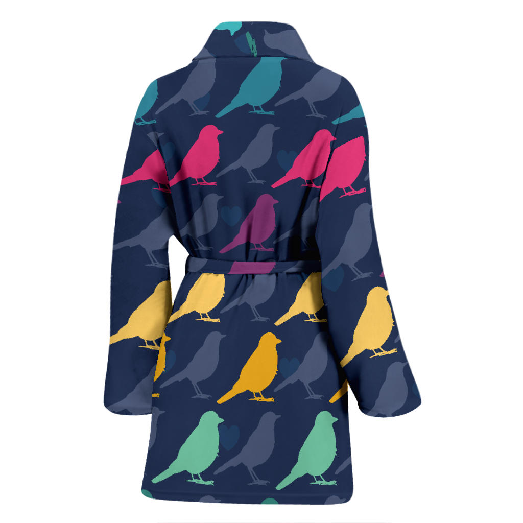Birds Pattern Print Design 01 Women Bathrobe