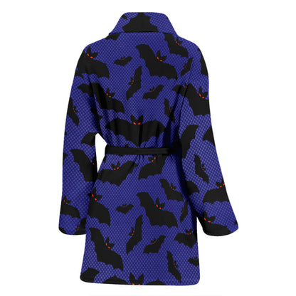 Bat Halloween Pattern Print Design 02 Women Bathrobe