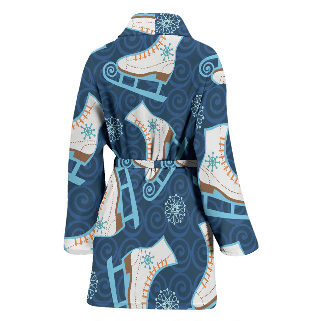 Ice Skate Pattern Print Design 01 Women Bathrobe