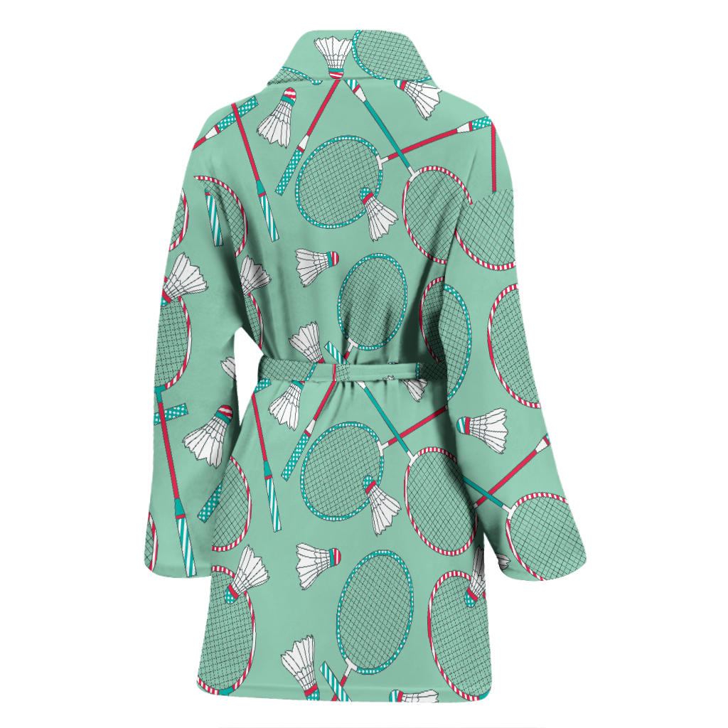 Badminton Pattern Print Design 05 Women Bathrobe