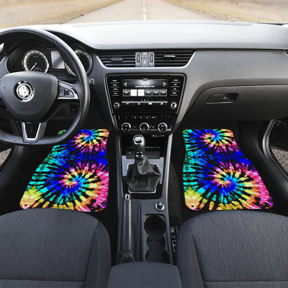 Tie Dye Rainbow Design Print Car Floor Mats Front Back