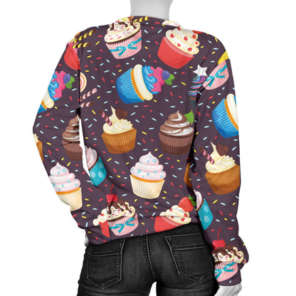 Cupcakes Party Print Pattern Women Long Sleeve Sweatshirt