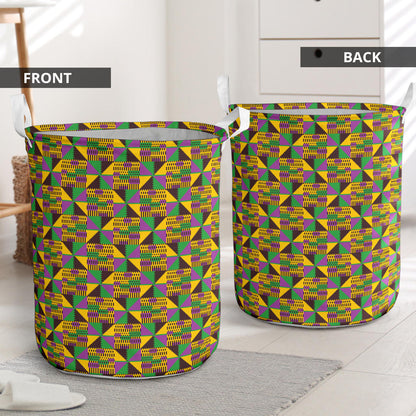 Kente Triangle Design African Print Laundry Basket