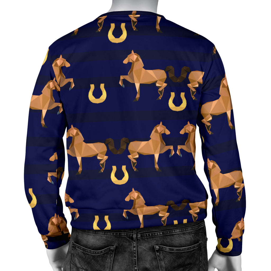 Horse Luxury Themed Pattern Print Men Long Sleeve Sweatshirt