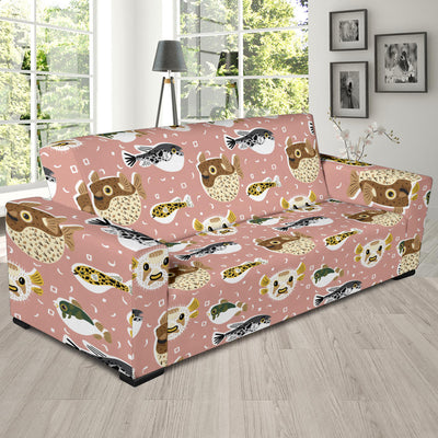 Fugu Cute Pattern Print Design 01 Sofa Slipcover