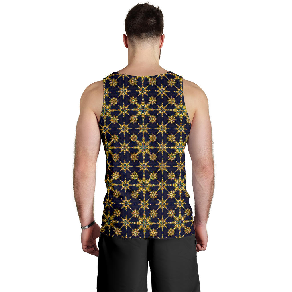 kaleidoscope Gold Print Design Men Tank Top