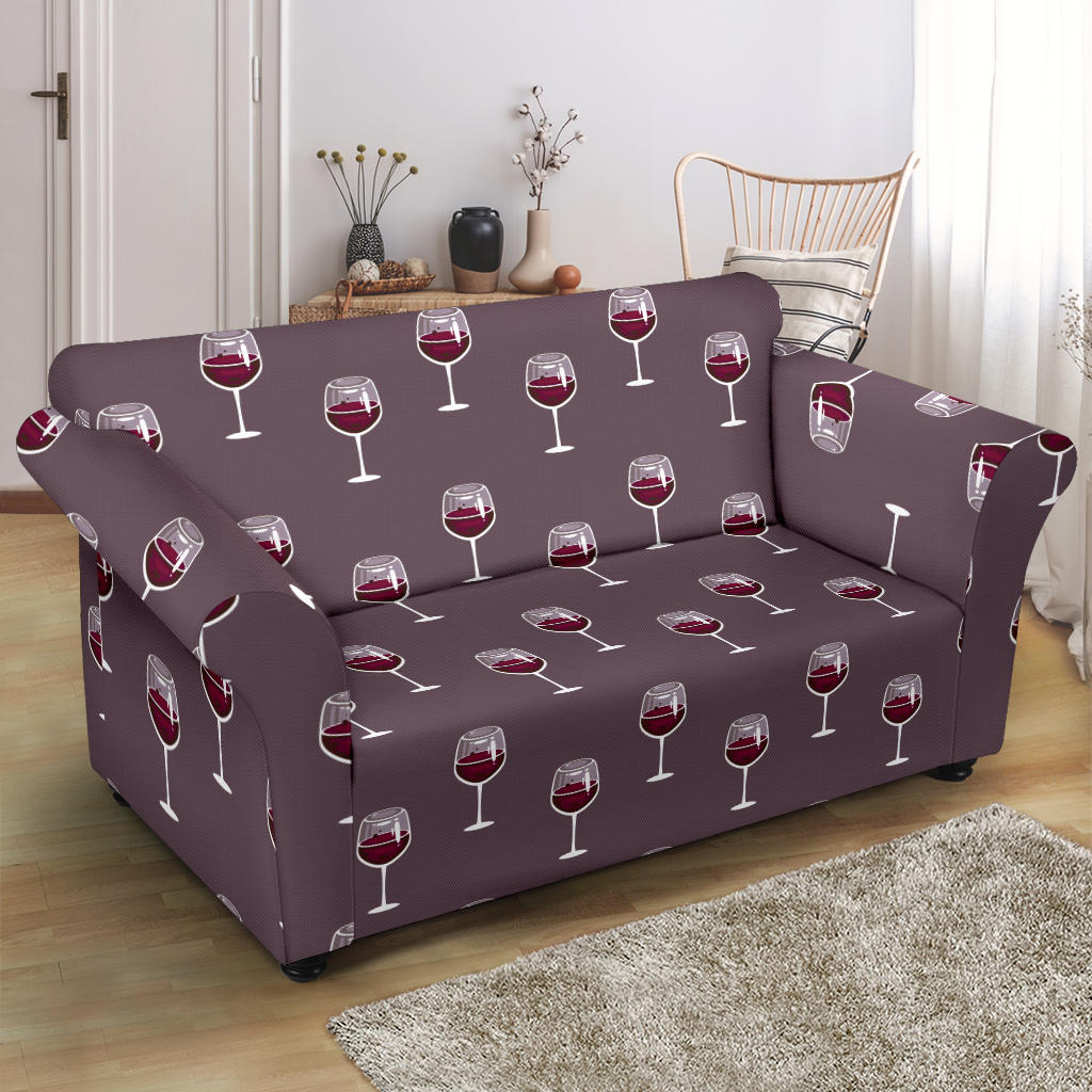 Wine Glass Pattern Print Design LKS305 Loveseat Couch Slipcover