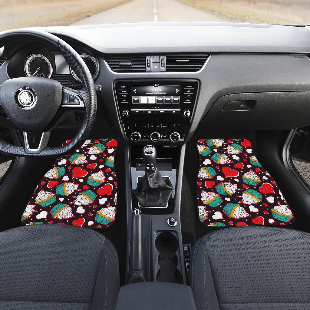 Cupcakes Heart Print Pattern Car Floor Mats Front Back