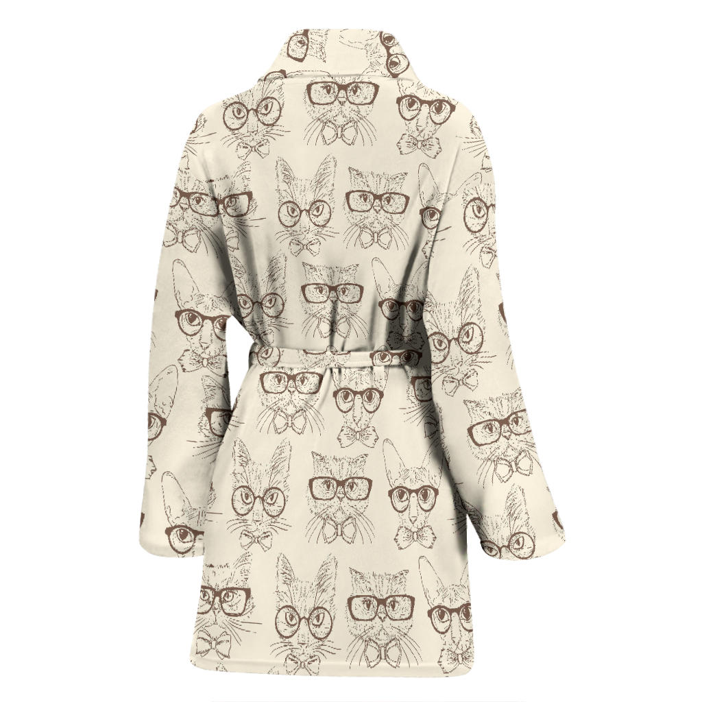 Cat Pattern Print Design 02 Women Bathrobe