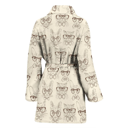 Cat Pattern Print Design 02 Women Bathrobe