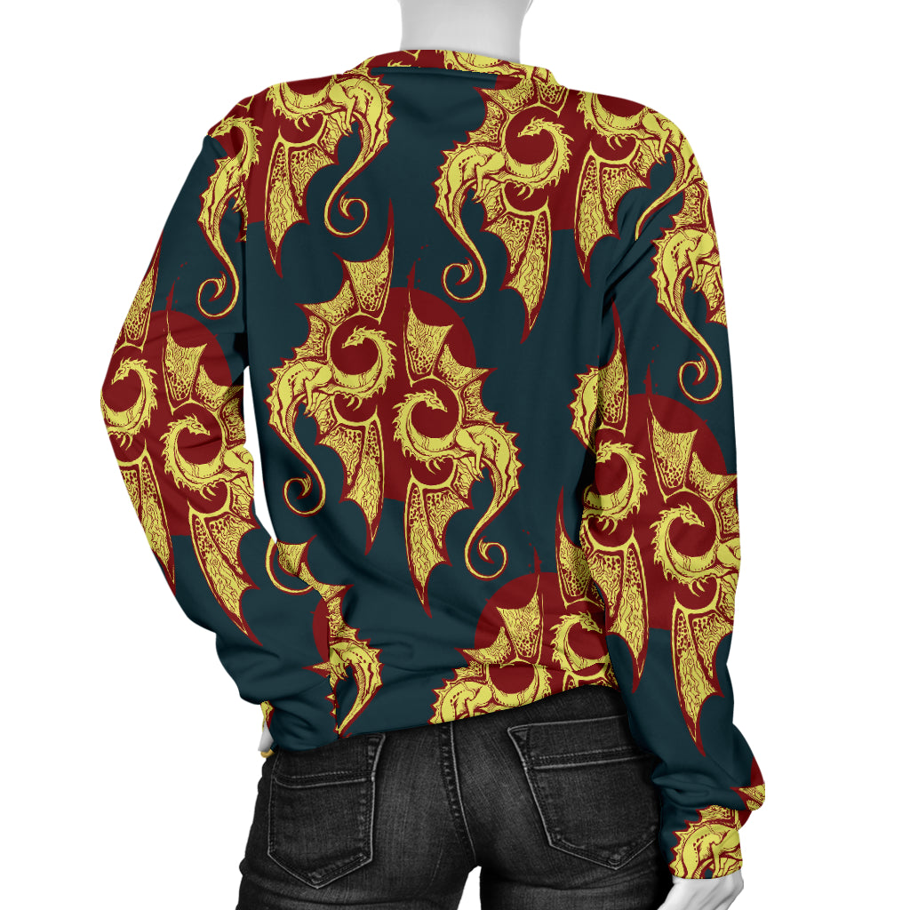 Dragons Gold Design Pattern Women Long Sleeve Sweatshirt