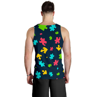 Autism Awareness Colorful Design Print Men Tank Top