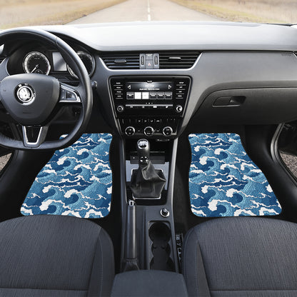 Wave Themed Pattern Print Car Floor Mats Front Back