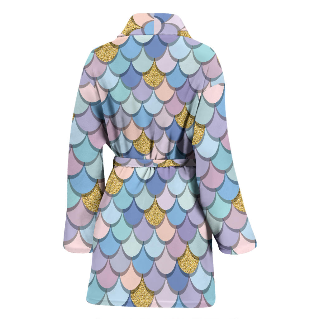 Mermaid Scales Pattern Print Design 05 Women Bathrobe