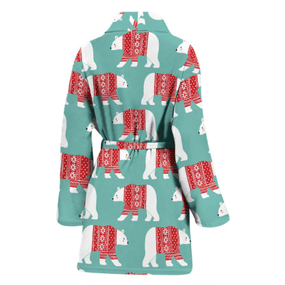 Polar Bear Pattern Print Design A04 Women Bathrobe