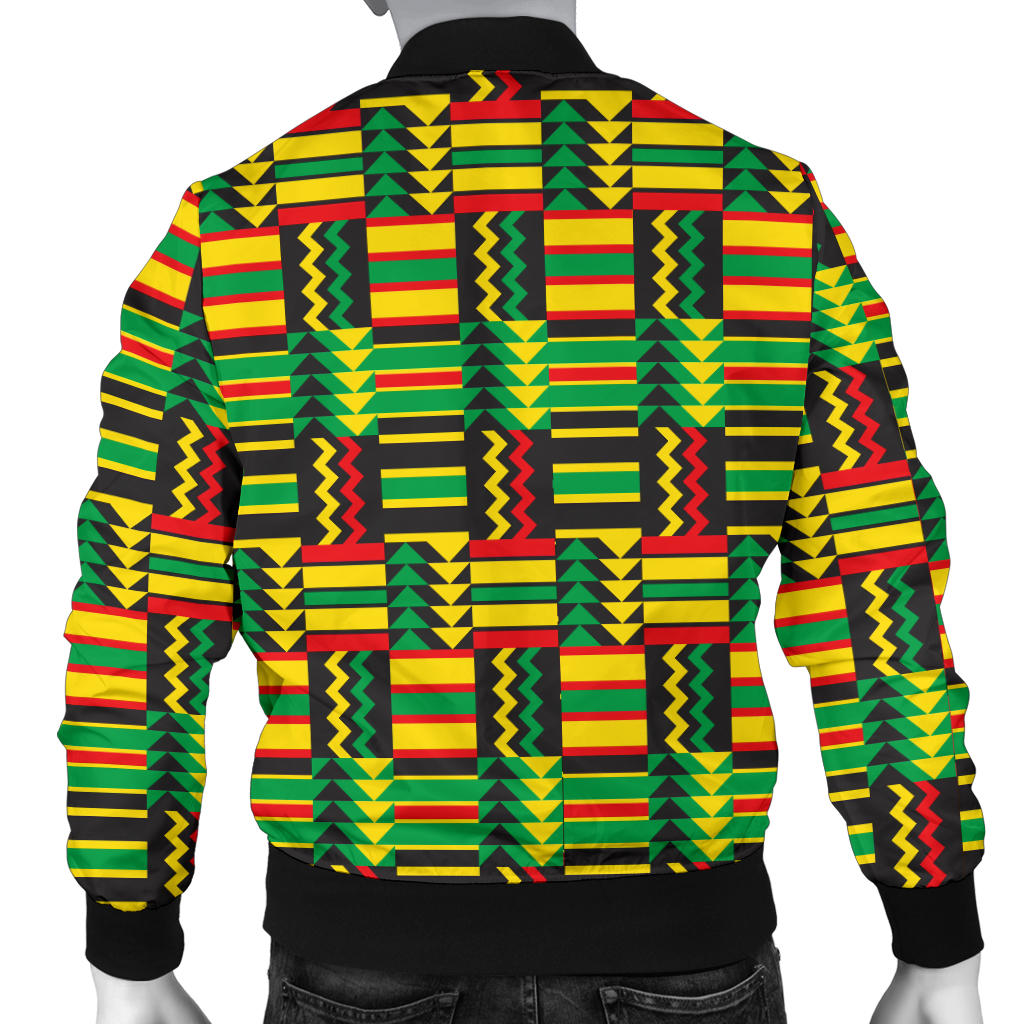African Zip Zag Print Pattern Men Bomber Jacket