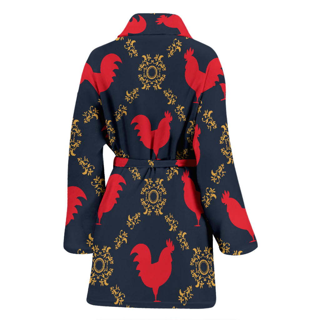 Rooster Pattern Print Design A02 Women Bathrobe