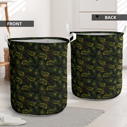 Peacock Feather Pattern Design Print Laundry Basket