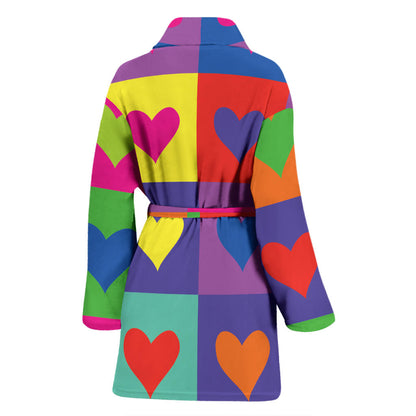 Pop Art Heart Pattern Print Design A01 Women Bathrobe