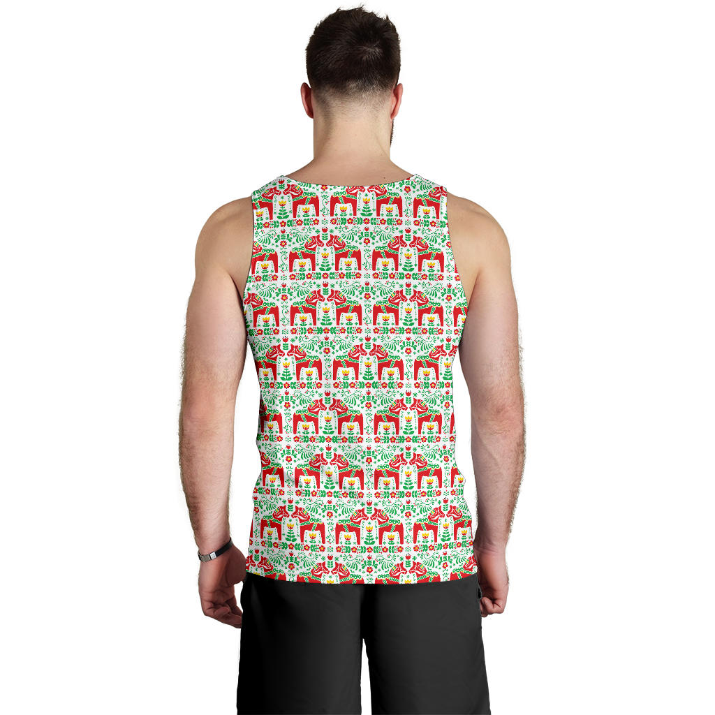 Swedish Dala Style Pattern Men Tank Top