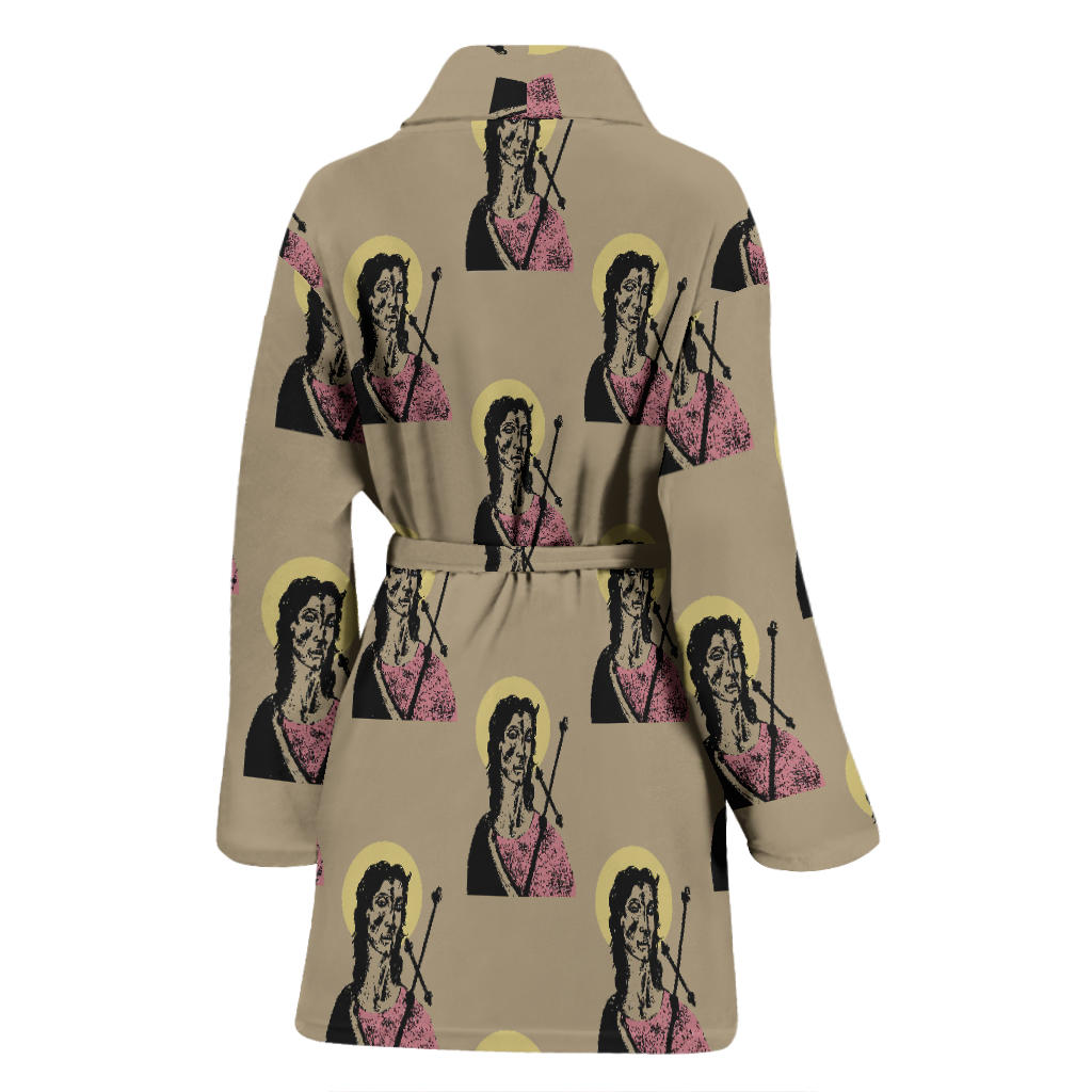 Christian Pattern Print Design 04 Women Bathrobe