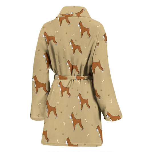 Boxers Pattern Print Design 02 Women Bathrobe
