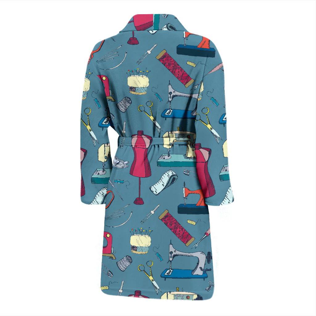 Sewing Equipment Print Design LKS301 Men Bathrobe