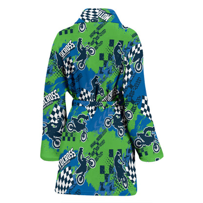 Motocross Pattern Print Design 04 Women Bathrobe