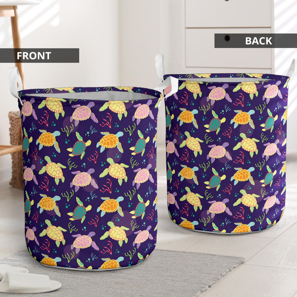 Sea Turtle Color Smile Laundry Basket