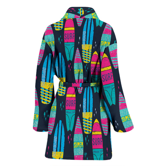 Surfboard Colorful Print Design LKS302 Women Bathrobe