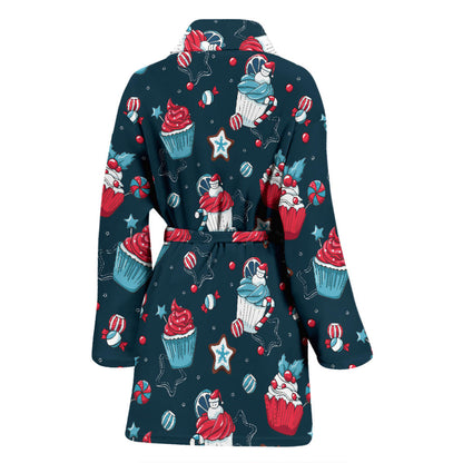 Cupcake Pattern Print Design 03 Women Bathrobe
