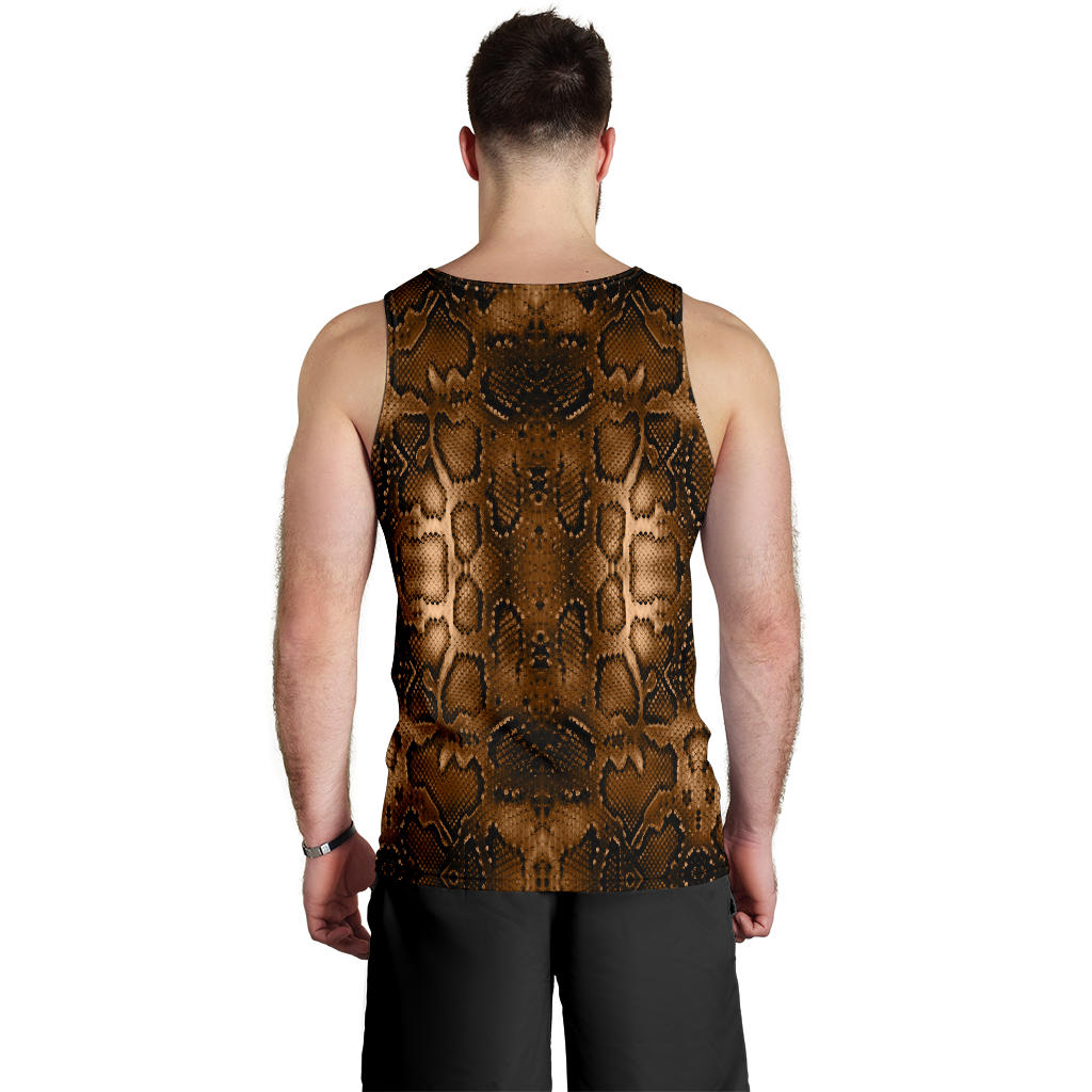 Snake Skin Brown Print Men Tank Top