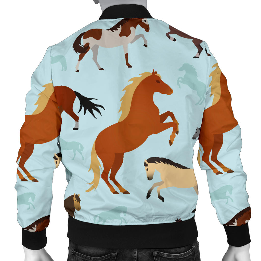 Horse Cute Themed Pattern Print Men Bomber Jacket
