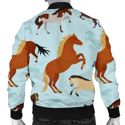 Horse Cute Themed Pattern Print Men Bomber Jacket
