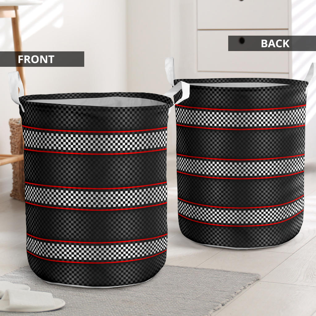 Checkered Flag Red Line Style Laundry Basket
