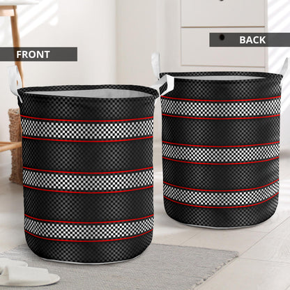 Checkered Flag Red Line Style Laundry Basket