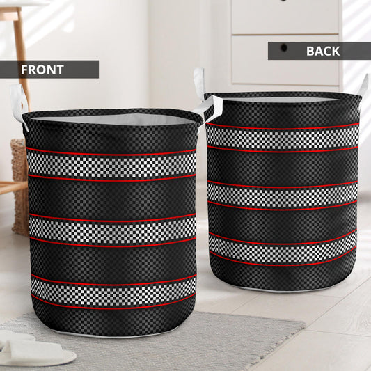 Checkered Flag Red Line Style Laundry Basket