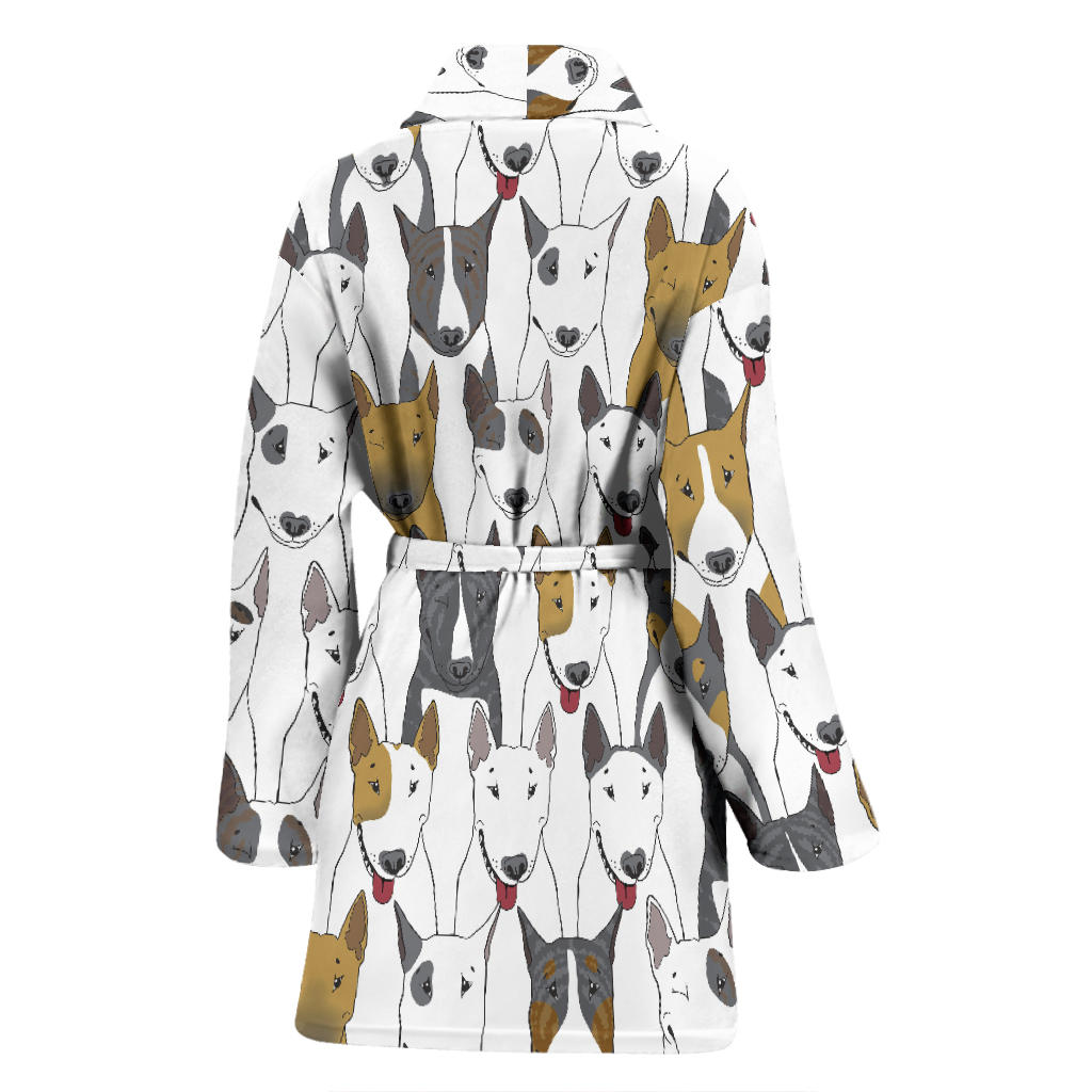 Bull Terriers Pattern Print Design 03 Women Bathrobe