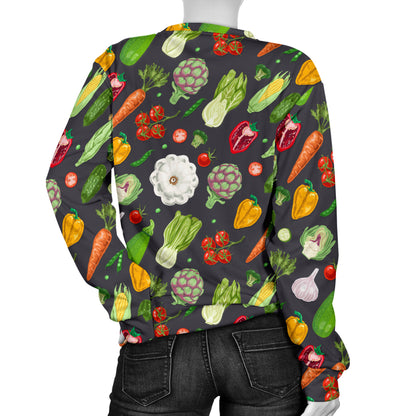 Vegan Pattern Themed Design Print Women Long Sleeve Sweatshirt
